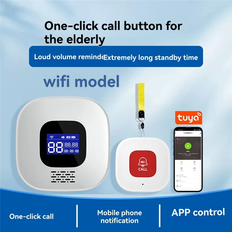 BNVN-Tuya Smart Wifi SOS Call Button Emergency Alert System Elderly Caregiver Pager For Seniors , Elderly , And Patients At Home