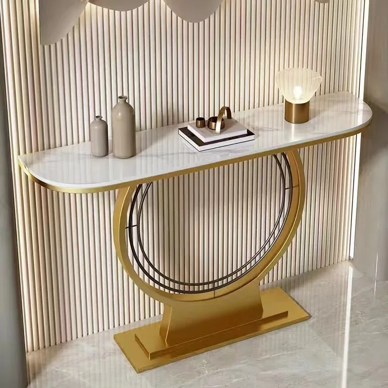 Entrance table End view table Light luxury rock slab against the wall Entrance cabinet Modern simple ultra-narrow foyer semi-rou
