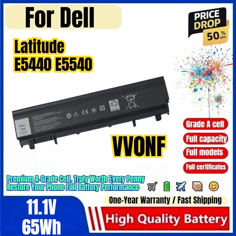 Аккумулятор VV0NF для ноутбуков Dell Latitude E5440 E5540, 0 циклов зарядки, высокое качество, большая емкость, замена батареи, элемент класса А.