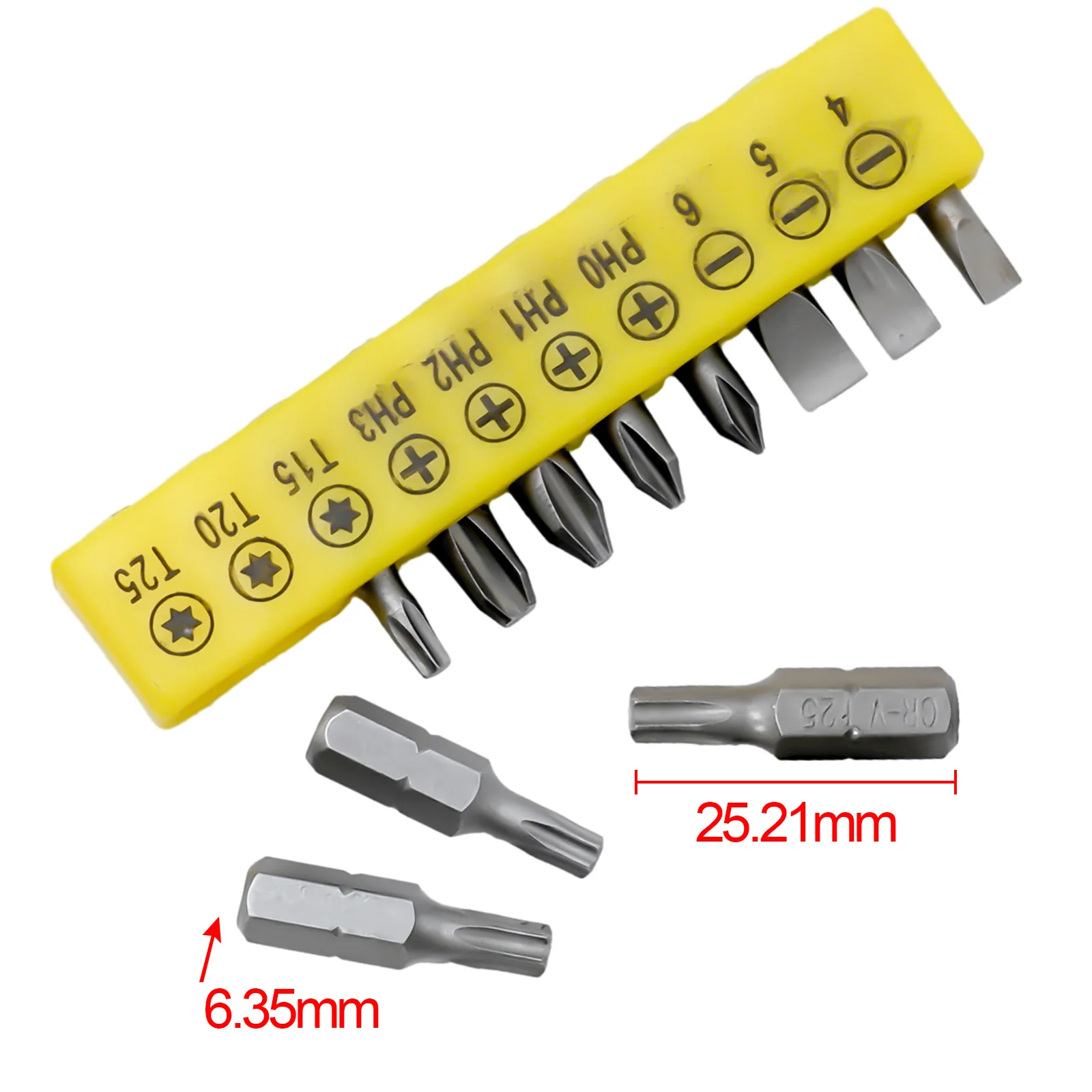 10Pcs 6.35mm Cross Drive Screwdriver Bit Drill Extension Head Set For 7-character L-shaped Wrench Tools Accessories