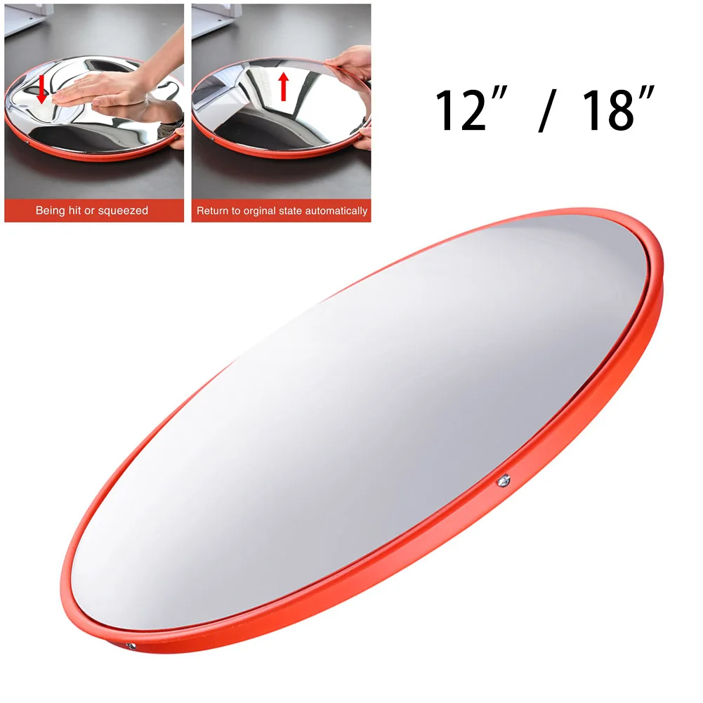 12/18Inch Wide Angle Security Traffic Curved Convex Road PC Mirror Traffic Driveway Safety Signal Convex Mirror Outdoor