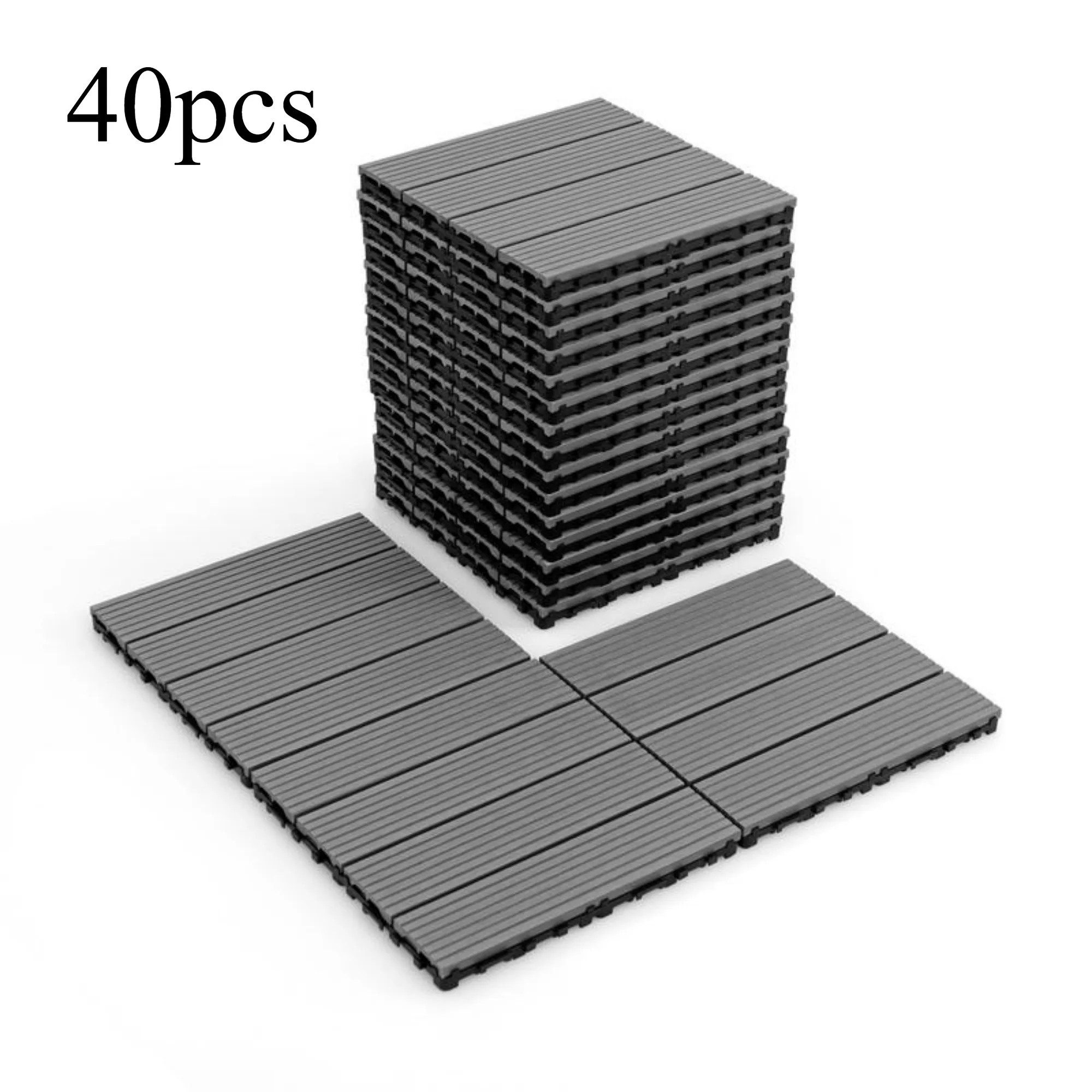 Interlocking deck tiles, 40 pieces of courtyard tiles, waterproof plastic, outdoor flooring covering all weather conditions