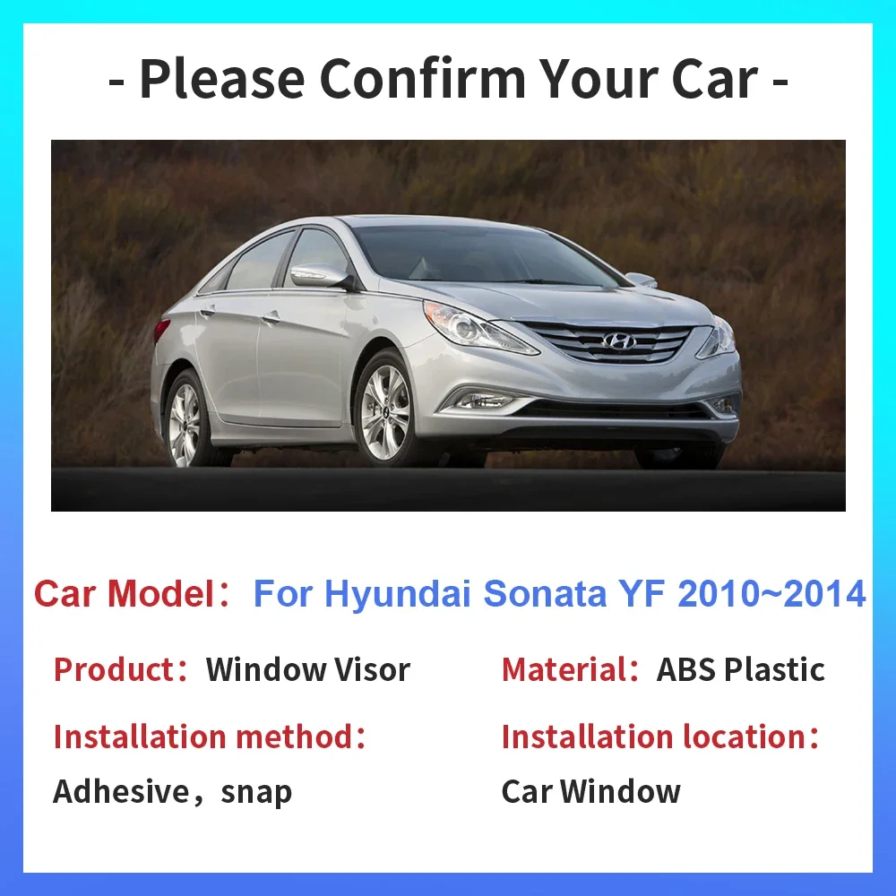 For Hyundai Sonata i45 YF 2010~2014 Window Visor Car Sun Rain Guard Deflector Side Vent Smoke Covers Awnings Shelters Accessorie