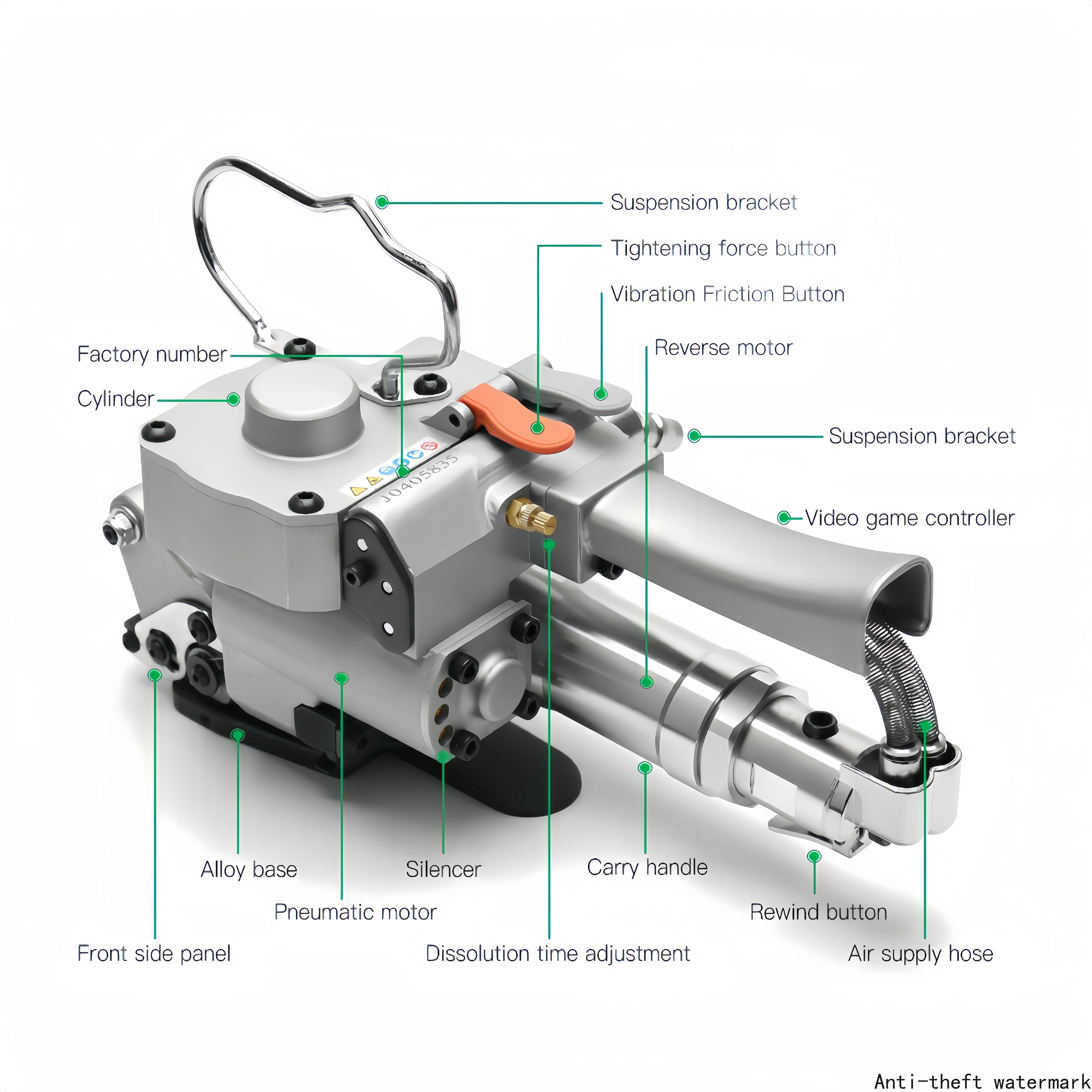 A25 Handheld Pneumatic Semi-Automatic Strapping Tool Stable Performance Light Weight Energy Saving Efficient Carton Wooden