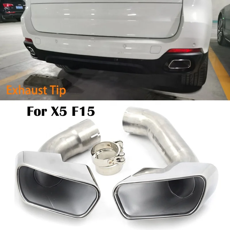 SYPES Stainless Steel Exhaust Pipe Square Muffler Tip For 2014-2019 BMW F15 X5 28i 35i Exhaust Tip Nozzle Exhaust System