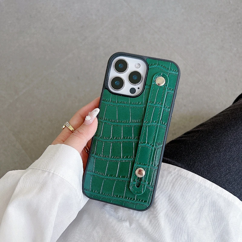 

New Crocodile Pattern Suitable for iPhone 17 Phone Case 16promax Wristband Holder 15pro All Inclusive 14 13 Protective Cover