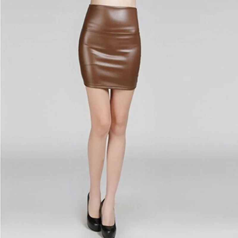 Sexy Back Zipper Skirt Hot Selling Women Leather Short Skirt New Fashion A-line Package Hip Mini Skirts Ladies Clothes Plus Size