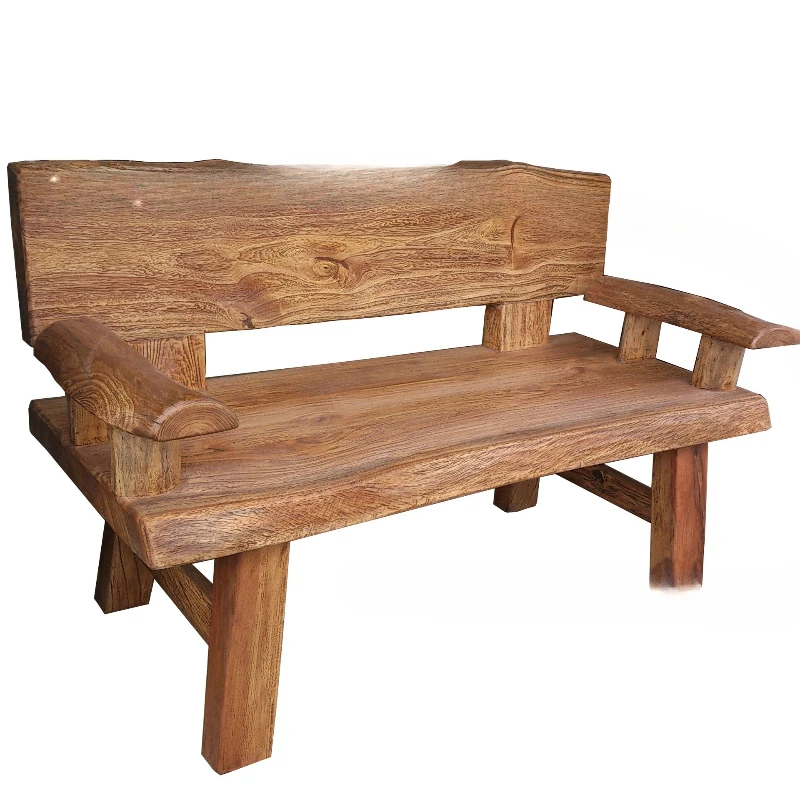 Móveis de madeira de cânfora, combinação de mesa de centro de sofá de madeira maciça, cadeira traseira simples