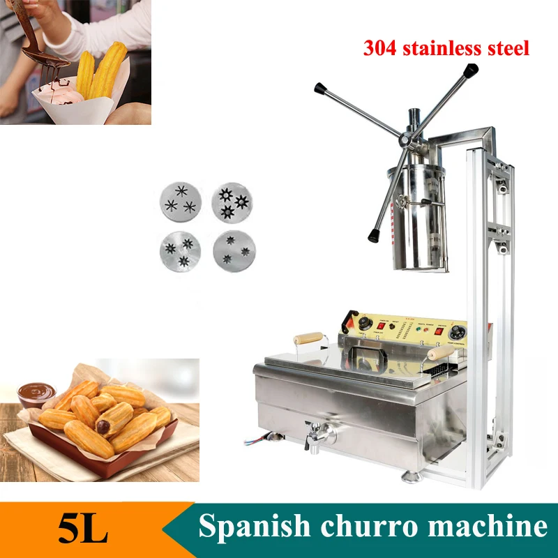 

Commercial Spanish Churro Fryer With 5L Churros Maker Machine Deep Electric Oil Fryer Spanish Churros Making Machine