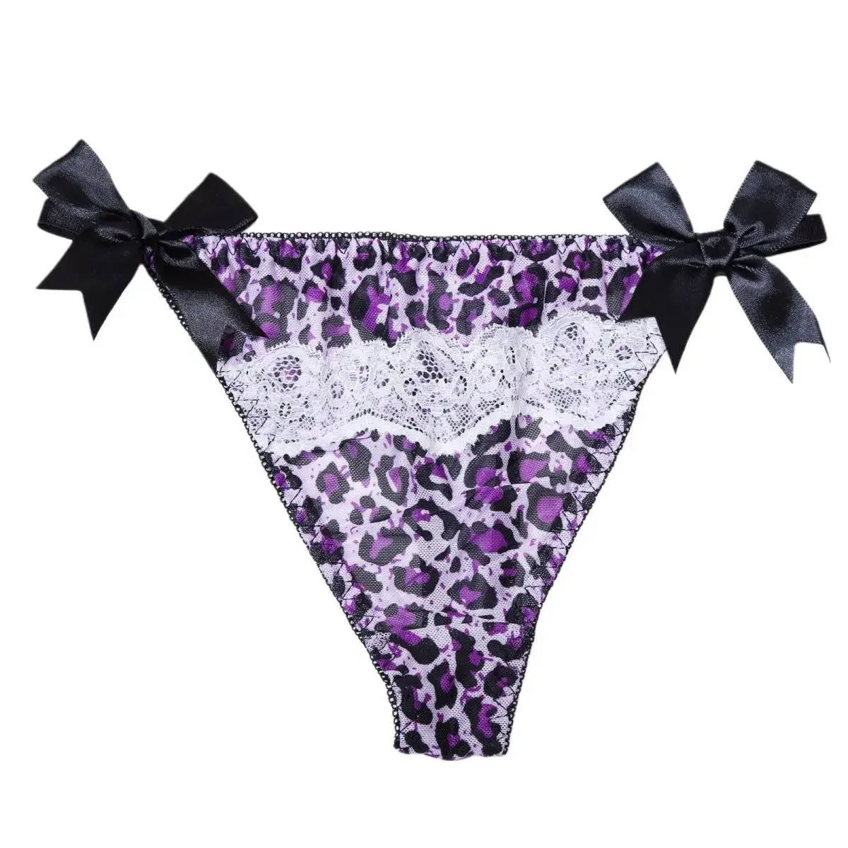 Women  Sexy Cute Kawayii Low Waist T-briefs Leapord Bowtie Harajuku GF Dolls Gifts Live Show Private Party Costumes