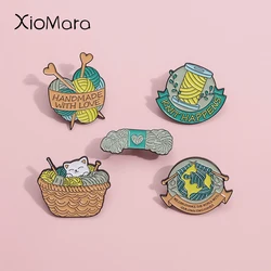 Environmental Protection Of Yarn Enamel Pins Custom Handmade With Love Knit Happens Brooches Lapel Badges Jewelry Gift For Woman