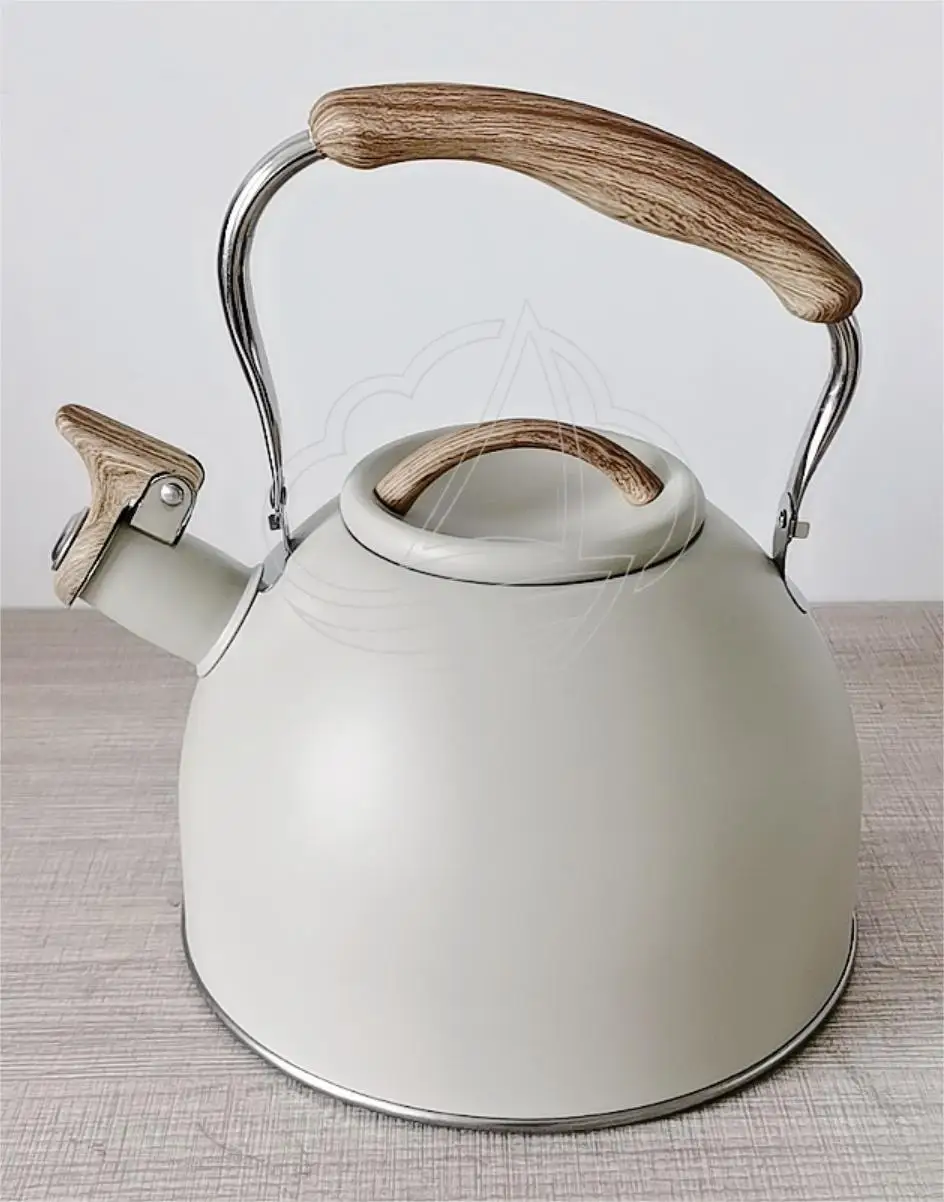 3L Stainless Steel Whistling Water Kettle Light Green Coated Pot For Gas Stove Outdoor Camping Use