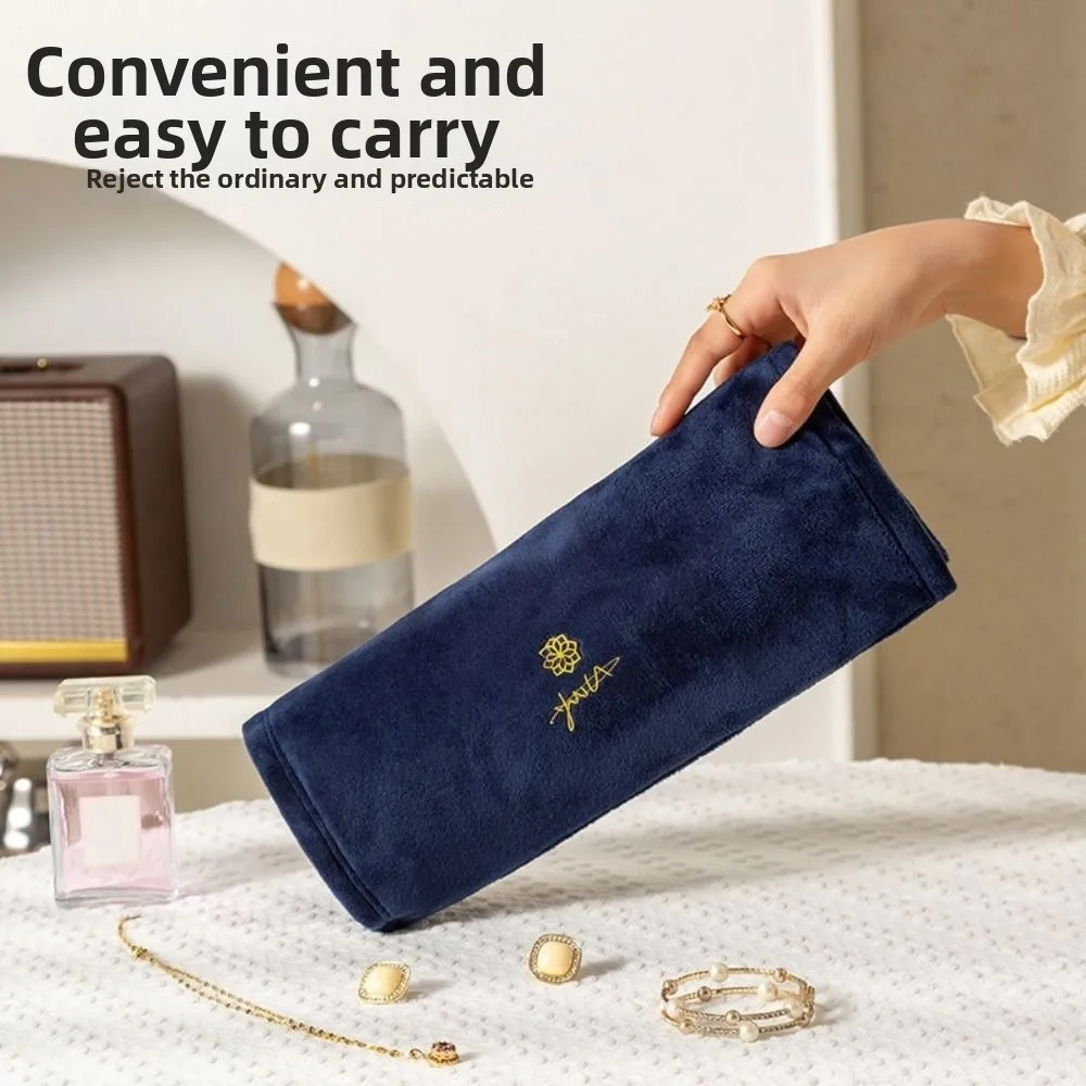 Foldable Velvet Jewel Bag Anti-Scratch 9/18 Compartments Jewelry Display Case Dustproof Portable Jewelry Storage Roll Bag Bangle