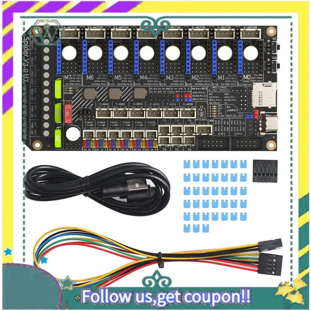 NEW Spider V3.0 H7 32 Bit Motherboard Drive 24V/48V Power Supply Board 8 Axis TMC5160T TMC2209 High Speed For Voron