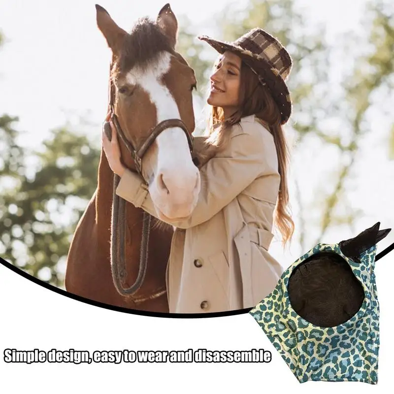 

Horse Fly Face Cover Leopard Print Pattern Equestrian Supplies Comfortable Breathable Anti-Mosquitoes Cover Horse Care Product