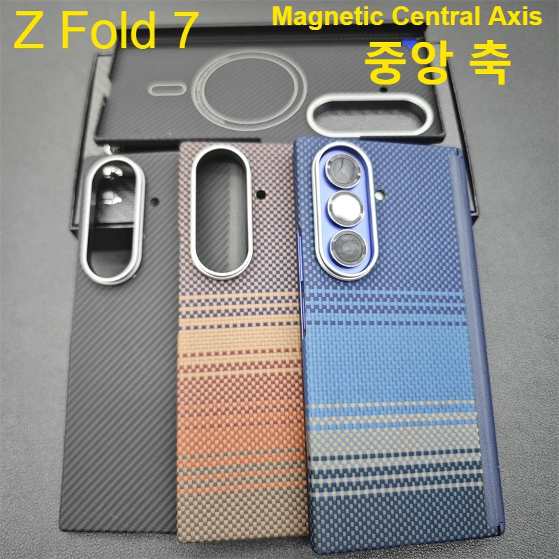 

Для Samsung Galaxy Z Fold 7, магнитный арамидный чехол с центральной осью, ультратонкий защитный чехол из углеродного арамидного волокна