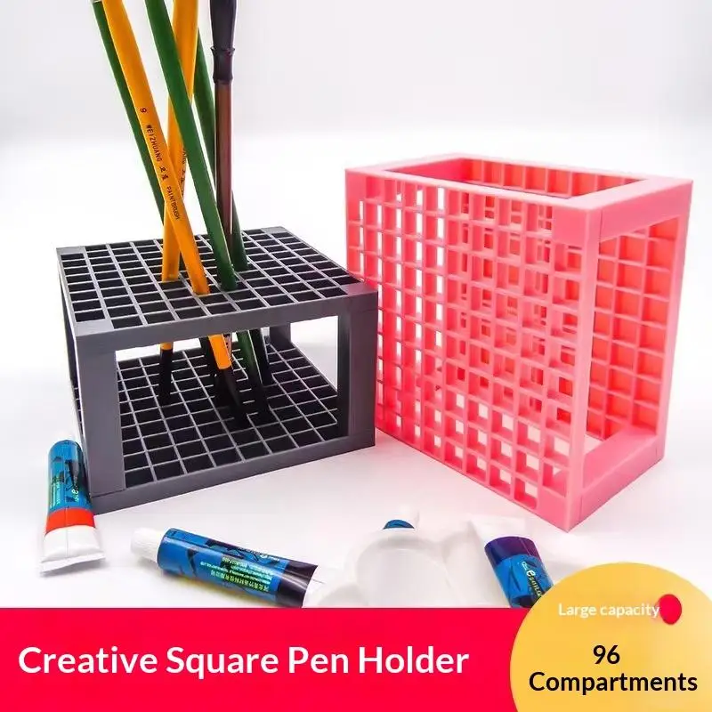 1Pcs 96 Holes Paint Brush Holder Detachable Plastic Pen Holder Pencil Stand Painting Brush Storage Storage Box Stationery