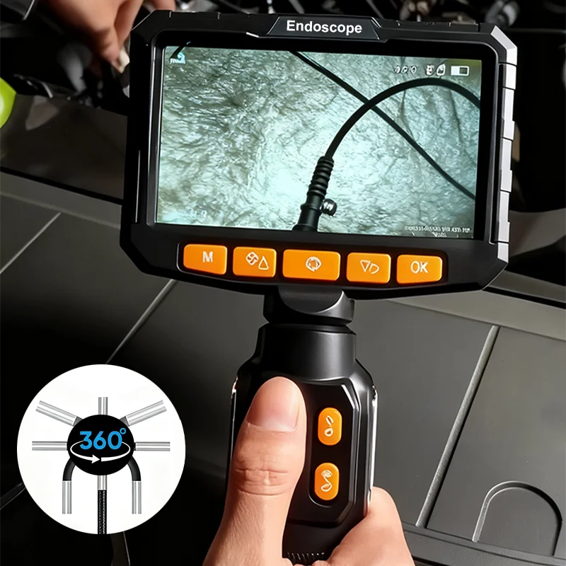 Endoscope with screen 4.3/5-inch Screen Automobile Pipeline Air conditioning Maintenance Probe Take pictures Camera Video HD1080