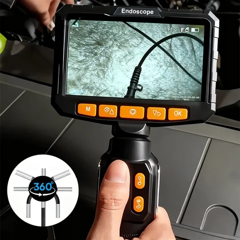 Camera 360 Borescope 360 Articulating Borescope 1080P 6.0mm 4.3inch LCD Monitor Industrial Inspection Camera With 2 Way Articulation For Automotive