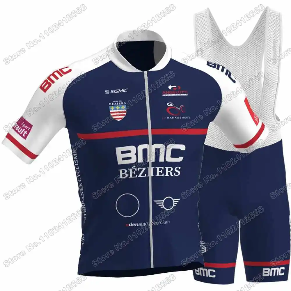 2023 Béziers Méditerranée Cyclisme Team Cycling Jersey Set France Team Cycling Clothing Men Road Bike Shirts Suit Bicycle Pants