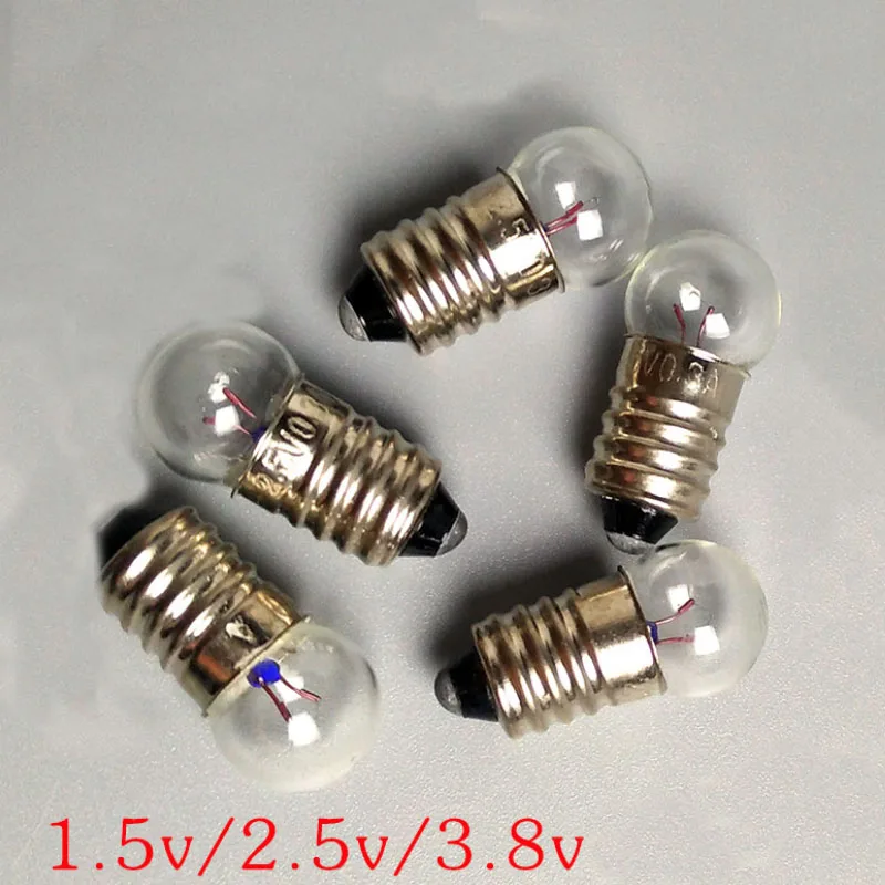 10PCS Miniature Round 0.3A 1.5V 2.5V 3.8V Small light cannon for student experiment Small Light Bulbs Beads