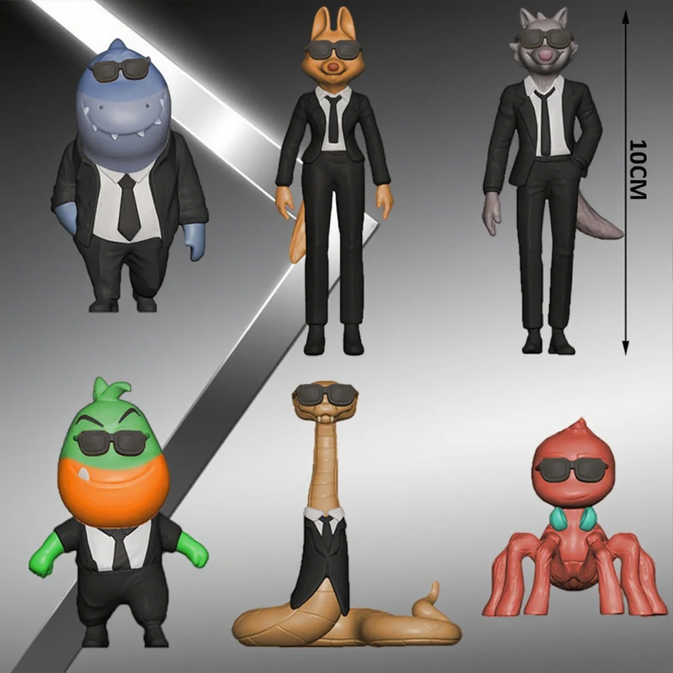 6 قطعة/المجموعة فيلم الأشرار ألعاب شخصيات الحركة Kawaii الذئب سمكة البيرانا ثعبان القرش الرتيلاء أنيمي دمية بولي كلوريد الفينيل ألعاب حيوانات هدية #1