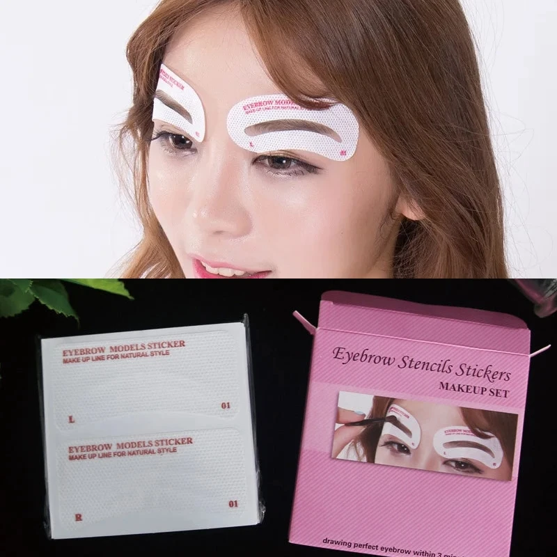 12-24Pcs Disposable Tattoo Eyebrow Ruler Sticker Non-woven Fabric Eye Make Up Stencil Guide Measure Stencil Template Shape Tool