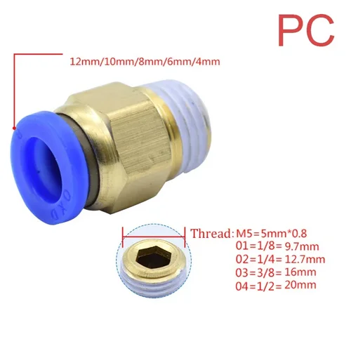 Imagen 2 del producto 1 Uds conector rápido neumático PCF PC PL SL PB 4MM-12mm tubo de manguera conector de aire 1/4 ""1/8"" 3/8 ""1/2"" BSPT acoplador de tubo de rosca macho