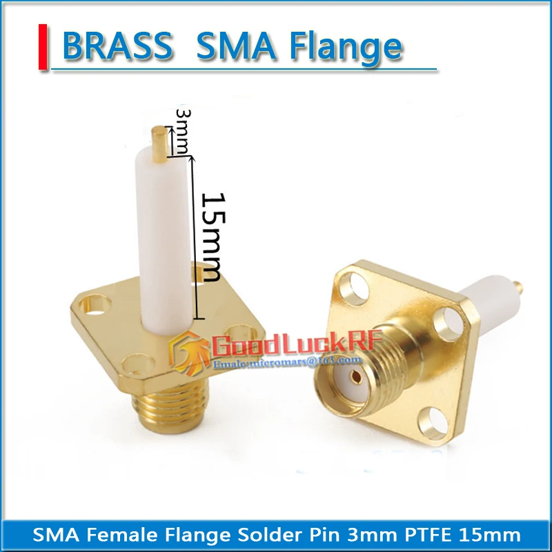 High-quality SMA Female plug With 2 hole 4 Hole Flange Chassis Panel Mount deck Solder Copper Pin 3mm PTFE 12mm 15mm Brass