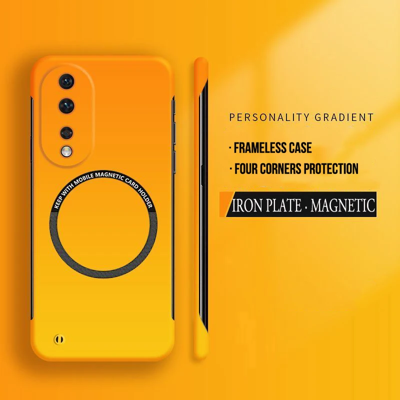 Harte PC-Farbverlaufsfarbe, rahmenlose Handyhülle für Huawei Honor 50 SE 70 90 100 Pro, magnetisches kabelloses Laden, matte, dünne Abdeckung