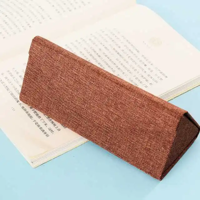 Classic Simple Folding Triangle Sunglasses Case Eco-friendly Burlap Glasses Case