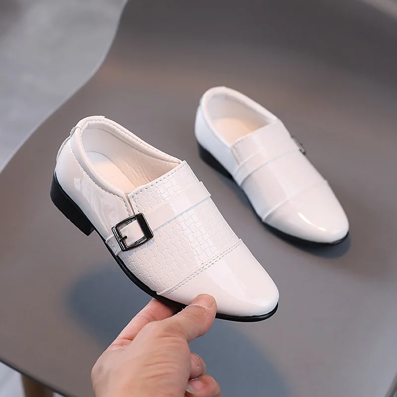 Kids Boys Girls Leather Shoes Students Boys Girls Soft Bottom Performance Shoes Black Fashion Flower Kids Ceremonial Footwear