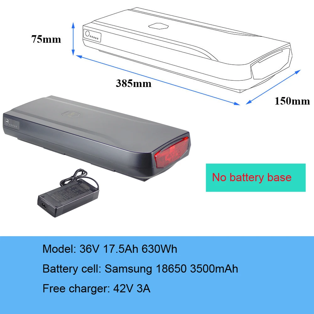 Joycube JCEB360 Achterdrager 36V 13Ah 18Ah 20Ah Lithium-ion batterij voor vervangende Phylion XH370-13J Wall-ES elektrische fiets