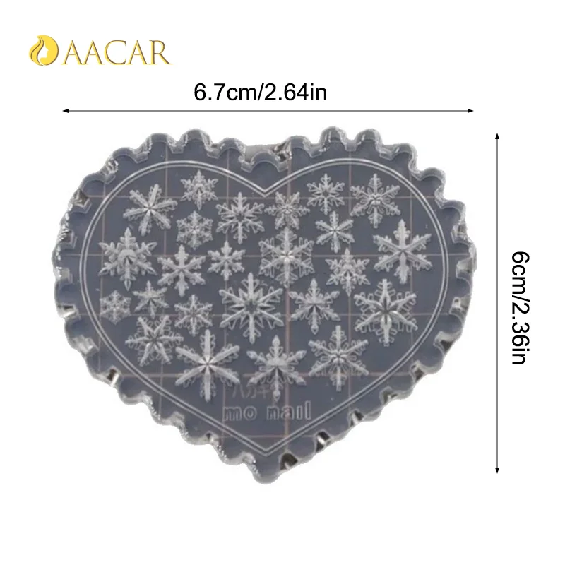 1Pcs Winter Snowflake Nail Art Silicone Mold 3D Embossed Carving Soft Stamping Plate Christmas Reusable DIY Gel Stencils Tool