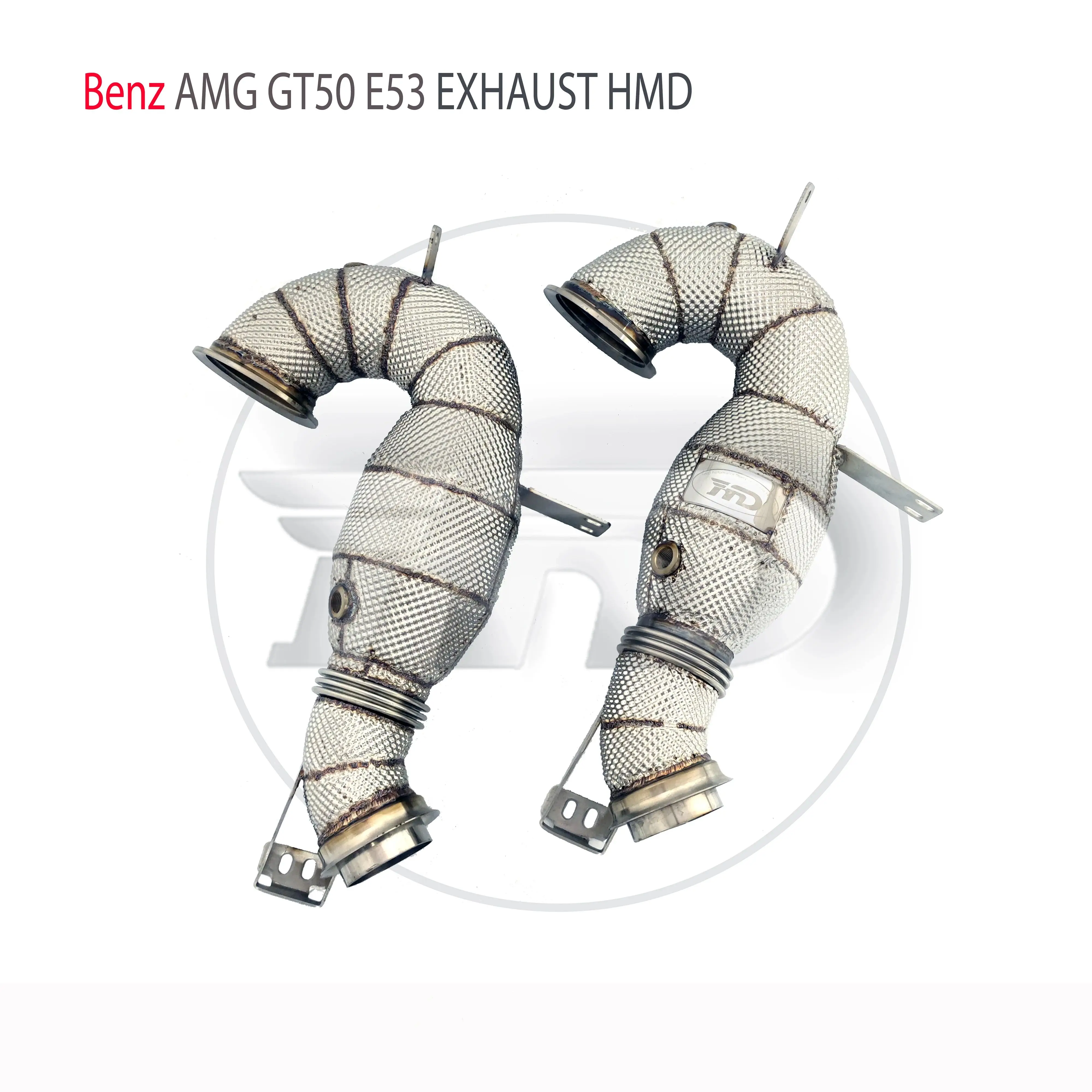 HMD Exhaust Manifold High Flow Downpipe for Benz AMG GT50 E53 Car Accessories With Catalytic Header Without Cat  Catless Pipe