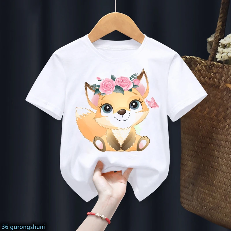 New Girls T-Shirts Cute Butterfly Kiss Animal Cartoon Print Kids Clothes Summer Boys T Shirts Fashion Kids Tshirt Girls Clothes