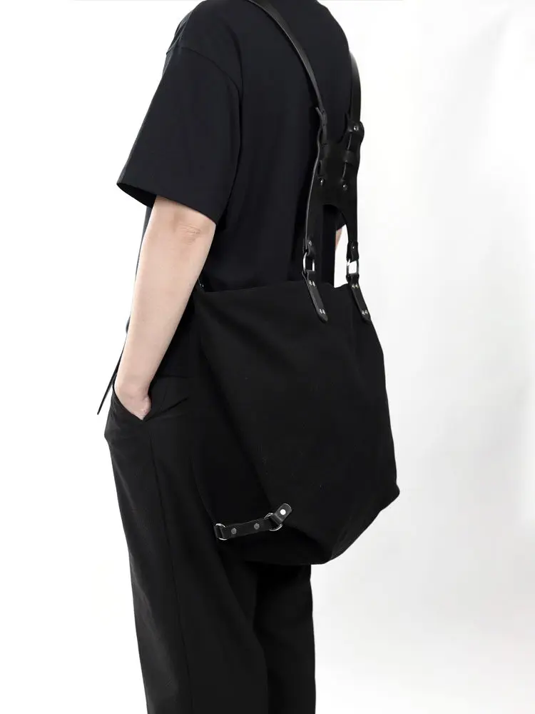 American-style Fashion Original Personalized Genuine Leather Shoulder Strap Large Capacity Canvas Double Shoulder Bags For Women