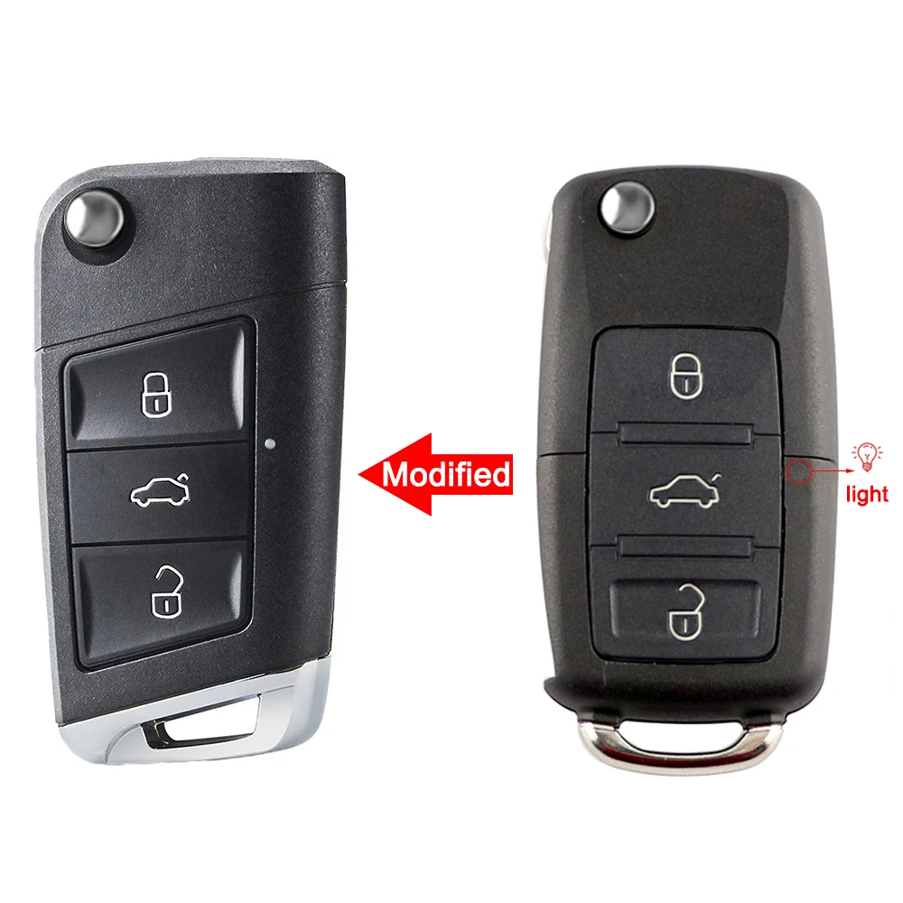 Flip modificato Remote Car Key Shell per Volkswagen VW Golf 4 5 6 Passat B5 B6 Polo Touran Seat Skoda Jetta CC Beetle Bora No Logo