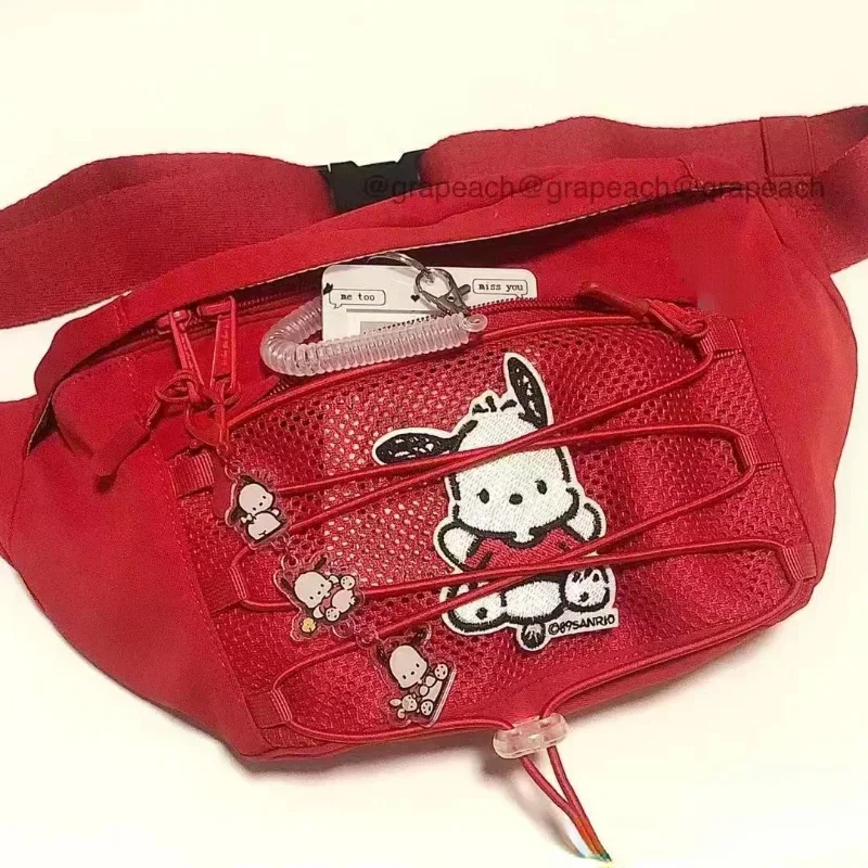 Sanrio Hello Kitty Solid Color Chest Bag dla kobiet Czerwona torba podróżna o dużej pojemności Crossbody Half Moon Fanny Packs Torba na ramię