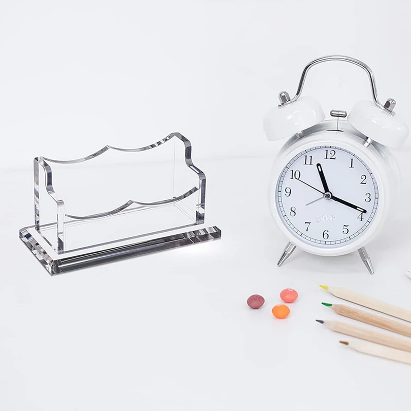 ชั้นวางกระเป๋าเก็บบัตรธุรกิจแนวนอนใสสำหรับตั้งโต๊ะทำจากอะคริลิคชั้นวางของจัดระเบียบผู้ที่ใส่บัตรทนทาน