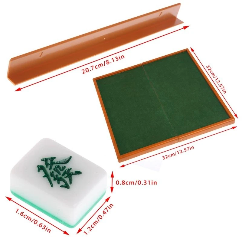 090B Portable Mini 144 Mahjong Set Mah jong Table Traditional Game Travel Foldable