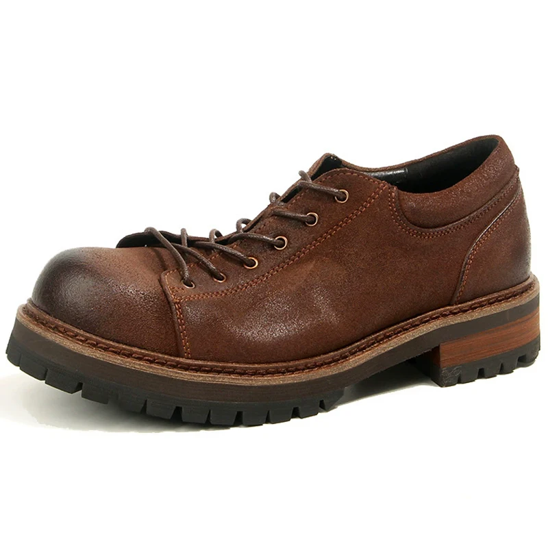 

Кожаная обувь на платформе, мужская обувь из натуральной кожи, повседневная обувь ручной работы из воловьей кожи, мужская качественная мужская кожаная обувь в стиле ретро, комфортная