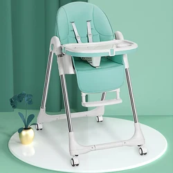 High-foot Feeding Chair Children Dining Foldable Multifunctional Portable Household Baby Table And