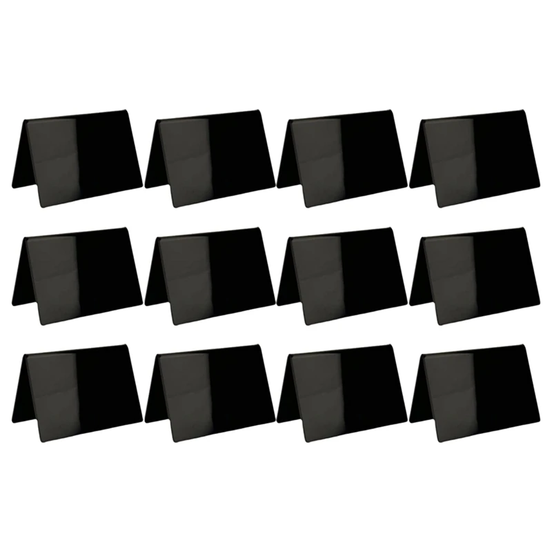 Top-Acrylic Mini Chalkboard Food Signs,Small Food Labels For Partys Buffets,Smooth Black Wedding Place Cards,12Pcs