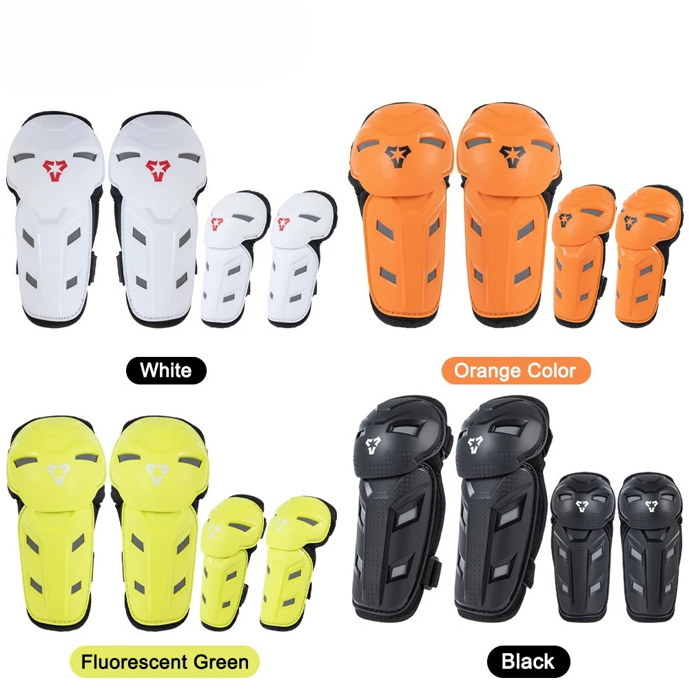 

Kids Motorcycle Leg Guards Knee Elbow Pads Protective Gear Breathable All Season Riding Equipment for Children Boys Girls Summer