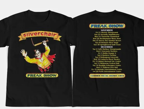 Camiseta Unisex Silverchair preta, Freak Show Tour, 1997