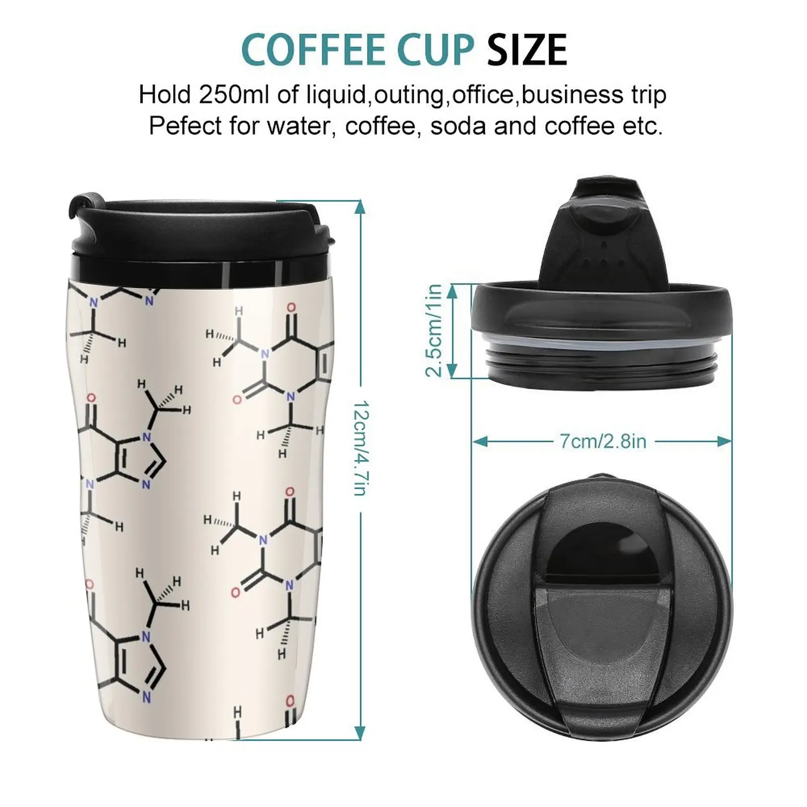 New CAFFEINE MOLECULE Travel Coffee Mug Cups Coffee Coffe Cup