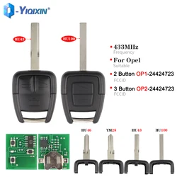 YIQIXIN-mando a distancia para coche, llave de 2/3 botones, 433Mhz, sin Chip Fob, para Opel, Vauxhall, Astra, Mk4, Vectra, Zafira, Omega 3, Frontera, OP1, OP2, 24424723