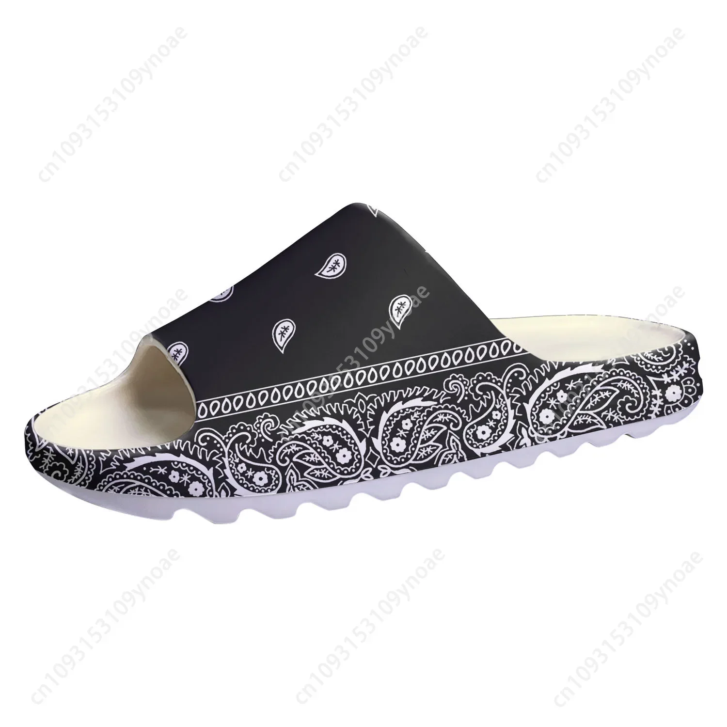 

Bandana Paisley Soft Sole Sllipers Home Clogs Black White Blue Step On Water Shoes Mens Womens Teenager Step in Custom Sandals