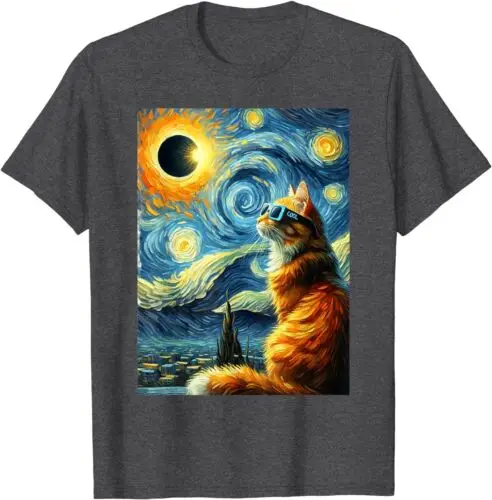 Camiseta Unisex Total Solar Eclipse 2024 April 8 Cat toality Solar Eclipse